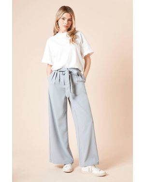 Dorothy Perkins Pleated Belted Wide Leg Trouser - Blue