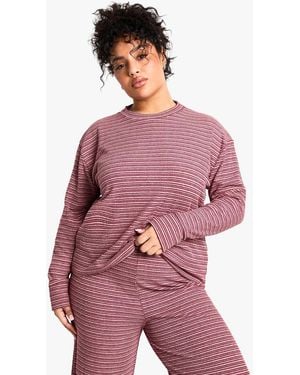Boohoo Plus Stripe Long Sleeve Top - Red