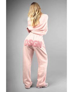 Boohoo Towelling Applique Straight Leg Jogger - Pink