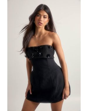 Boohoo Embellished Bandeau Skater Dress - Black