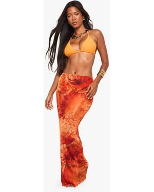Boohoo Abstract Animal Maxi Beach Skirt - Orange