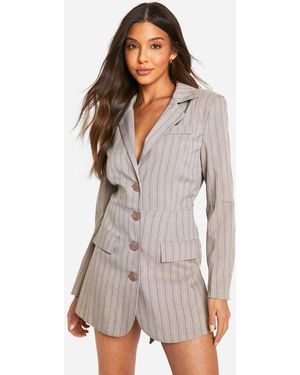 Boohoo Belted Tailored Blazer Romper - Gray