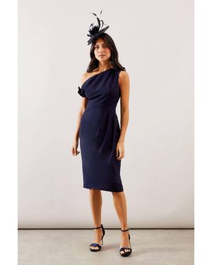 Wallis Woven Tie Shoulder Pencil Dress - Blue