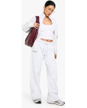 Boohoo Deep Waistband Low Rise Jogger - White