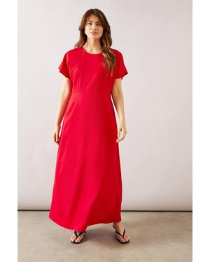 Wallis Pleated Detail Midi Dress - Red