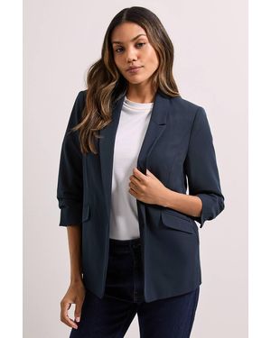 Dorothy Perkins Ruched Sleeve Blazer - Blue