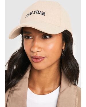 Boohoo Wool Look Slogan Cap - Negro