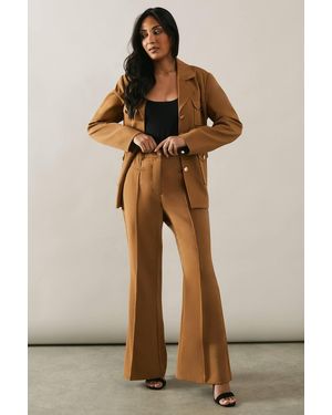 Wallis Petite High Waist Flare Pants - Natural