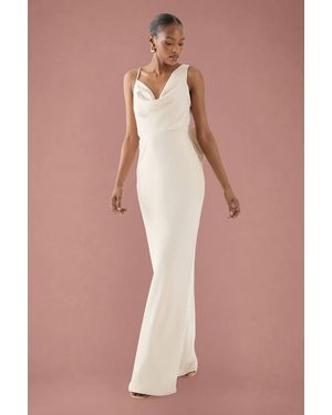 MissPap Asymmetric Bow Detail Bridesmaid Dress - White