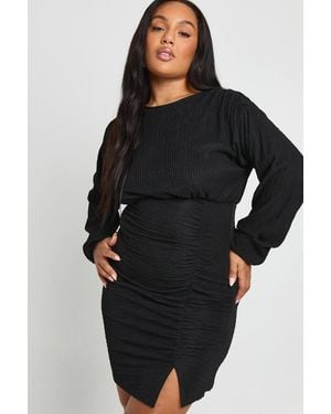 Boohoo Plus Crinkle Textured Ruched Long Sleeve Mini Dress | Lyst Boohoo Plus Crinkle Textured Ruched Long Sleeve Mini Dress | Lyst