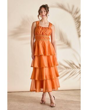 Coast Tiered Organza Strappy Dress - Orange