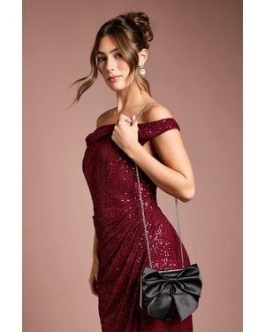 Coast Azalea Satin Bow Detail Clutch Bags - Black