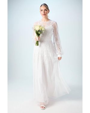 Coast Blouson Sleeve Wildflower Wedding Dress - White