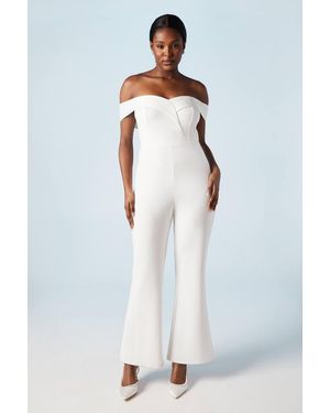 Coast Sweetheart Stretch Crepe Bardot Bridal Jumpsuit - White