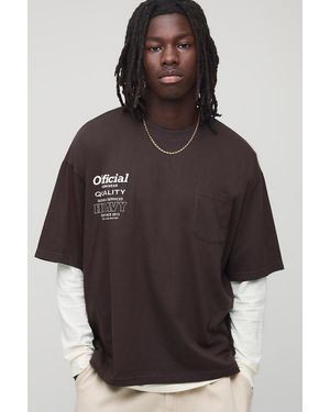 Boohoo Oversized Boxy Official Pocket T-Shirt - Grey