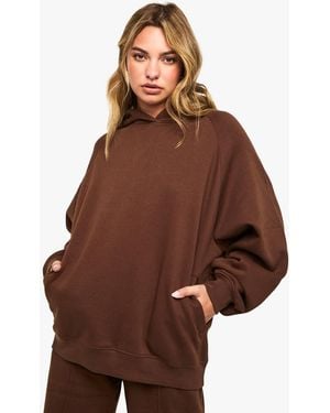 Boohoo Raglan Seam Oversized Hoodie - Brown