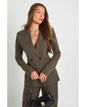 Boohoo Woven Tailored Cinched Blazer - Black