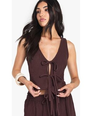 Boohoo Cheesecloth Tie Front Sleeveless Top - Purple