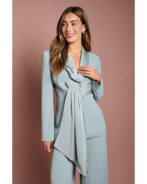 Coast Satin Detail Drape Front Blazer - Blue