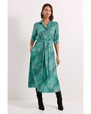 Dorothy Perkins Animal Midi Shirt Dress - Green