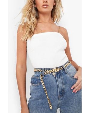 Boohoo Chunky Chain Buckle Belt With Key - Blue