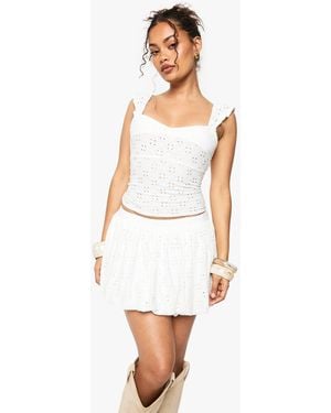 Boohoo Broderie Milkmaid Sleeveless Top - White