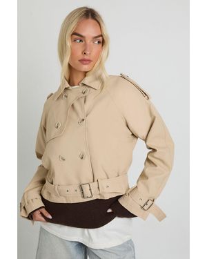Boohoo Belted Short Trench - Neutro