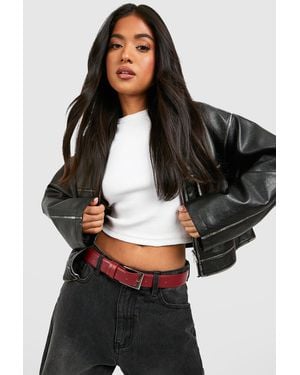 Boohoo Cherry Chunky Buckle Boyfriend Belt - Black