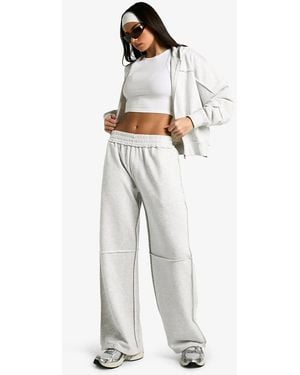 Boohoo Exposed Seam Wide Leg Jogger - White