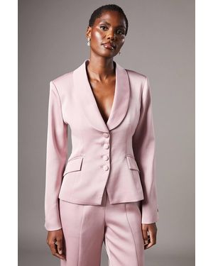 Coast Waisted Jacket With Satin Lapel - Pink