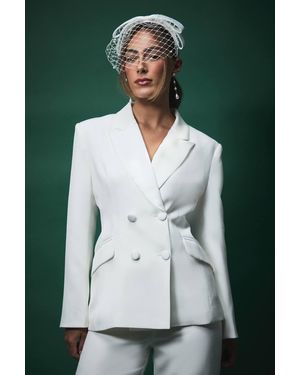Coast Lisa Tan Bridal Double Breasted Blazer - Green
