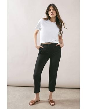 Wallis Belted Stretch Capri Pants - Black