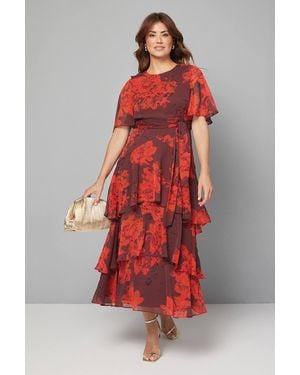 Wallis Ruffle Tiered Belted Midi Dress