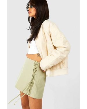 Boohoo Tie Side Mini Skort - Natural