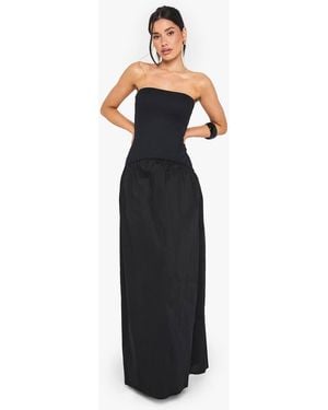 Boohoo Bandeau Dropped Waist Maxi Dress in Black | Lyst