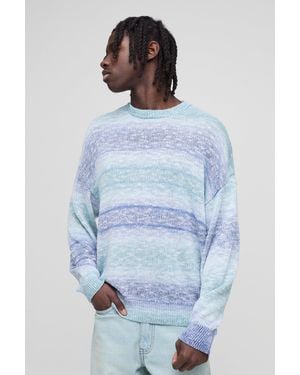 BoohooMAN Kastiger Oversize Strickpullover - Blau