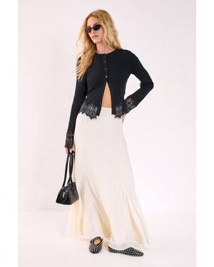 Nasty Gal Godet Floaty Maxi Skirt - White