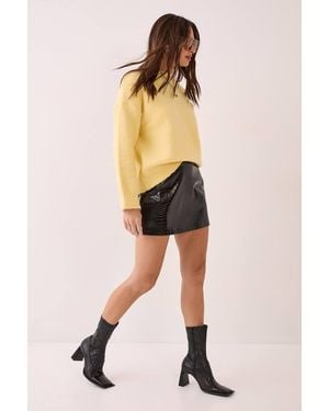 Nasty Gal Croc Vinyl Faux Leather Mini Skirt - Black