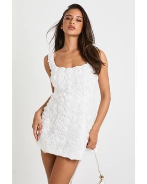 Boohoo 3D Corsage Cluster Bandeau Mini Dress - White