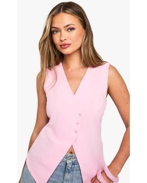 Boohoo Asymmetric Button Detail Waistcoat - Pink