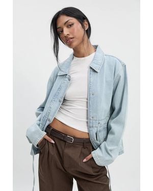 Boohoo Jean Jacket With Waist Channel - Blue