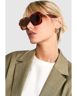 Boohoo Tortoiseshell Retro Square Sunglasses - Orange