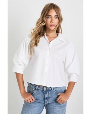 Boohoo Puff Sleeve Blouse - White