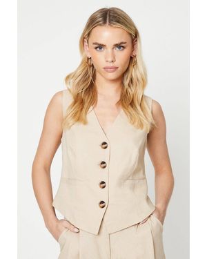 Dorothy Perkins Petite Linen Look Waistcoat - White