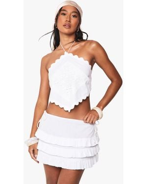 Boohoo Ruffle Mini Beach Skirt - White