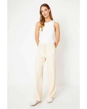 Oasis Button Front Patch Pocket Trouser - Natural
