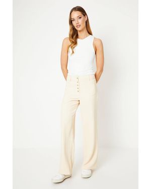 Oasis Button Front Patch Pocket Trouser - Natural