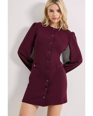 Dorothy Perkins Scuba Crepe Button Detail Mini Dress - Purple