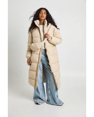 Boohoo Hooded Maxi Puffer With Bag - Blue