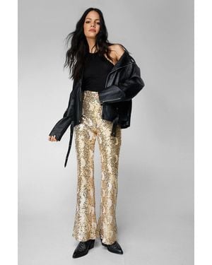Nasty Gal Metallic Moon Sequin Flare Pants